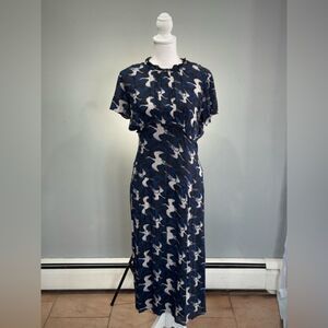 SALE! Blue Hinge Retro Bird Print Dress Size XS Dress